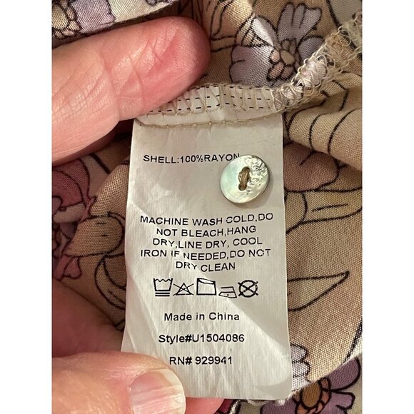 Bohemian Floral Suzanne Betro Women Dress XL Rayon Multicolor 3/4 balloon sleeve - Picture 6 of 16